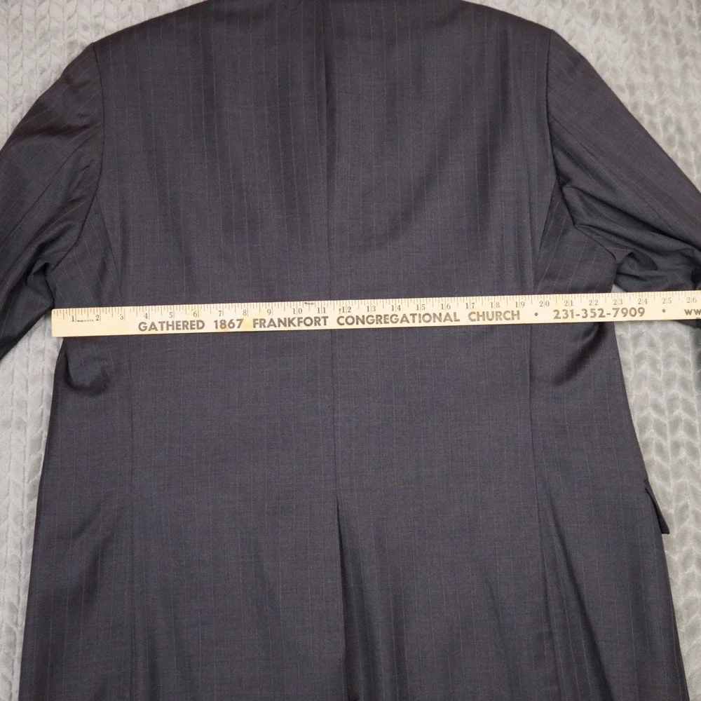 Lauren Ralph Lauren Blazer Mens 46L Gray Pinstripe Sport Coat Wool Blend